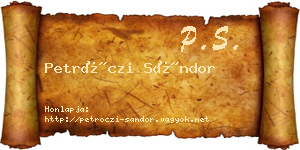 Petróczi Sándor névjegykártya